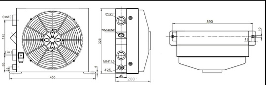 PRESKO Air Oil Cooler AH1012T-CA, 100L/min, DC 24V