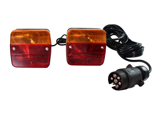 Trailer light set, 7.5 m cable, 7 pin, bulb