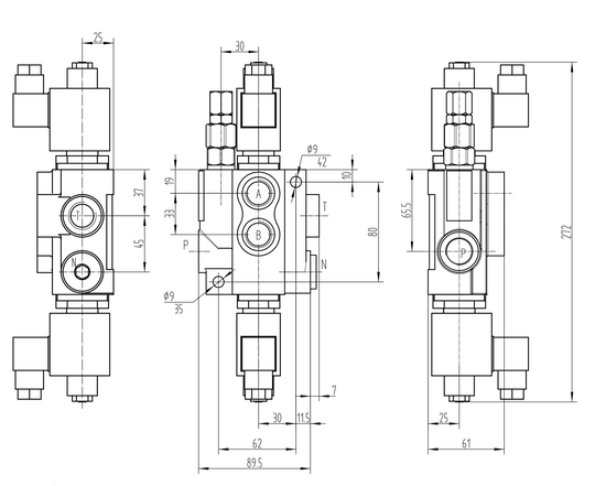 Hydraulic Directional Valve Presko , 1-section electrically controlled 12V