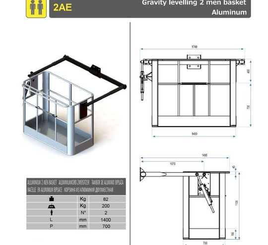 Aluminum crane basket, HDS,FASSI,HIAB,PALFINGER