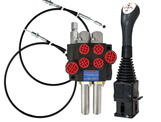 PRESKO Hydraulic Directional Valve 2-section with cables 2m KIT WITH JOYSTICK WITHOUT BUTTON