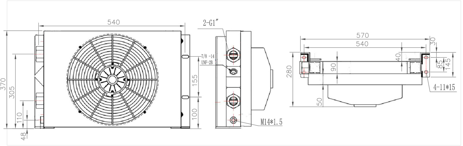 Oil cooler AH1490T-CA 250 L/min