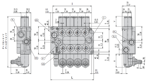 Hydraulic Directional Valve Salami VDM6, 2-section