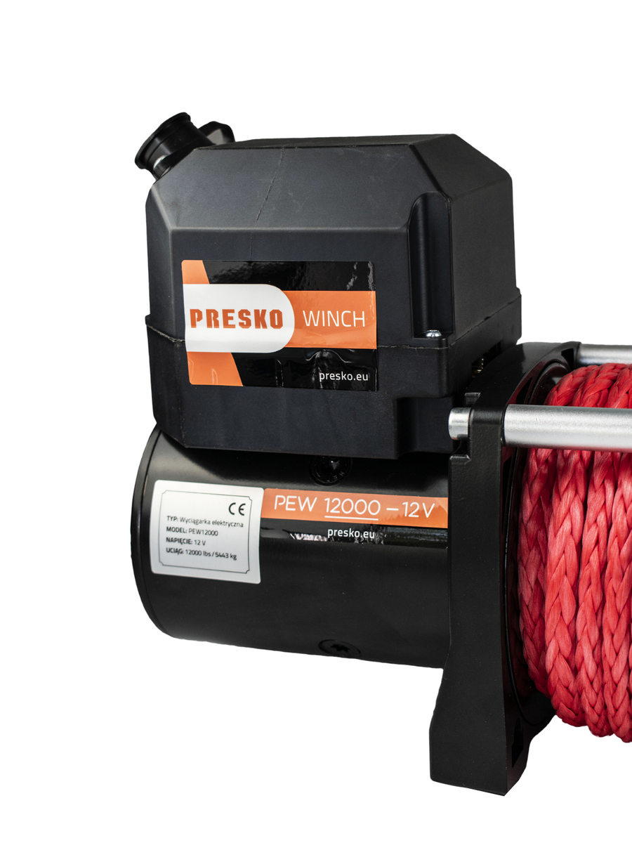 Wyciągarka Presko Winch z liną syntetyczną - PEW12000 12V - 5,5T - 12000lbs