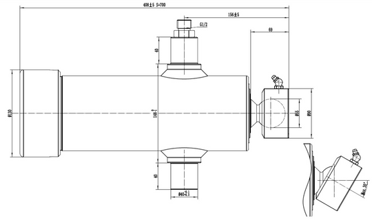 Siłownik podskrzyniowy PRESKO o wysuwie 700mm, trzyczłonowy.