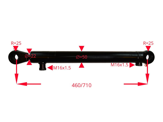 Cylinder stroke 250mm length 710mm / 460mm