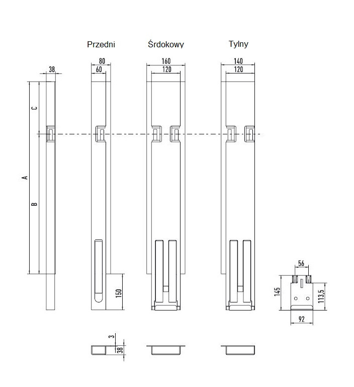 Left rear pillar H=800