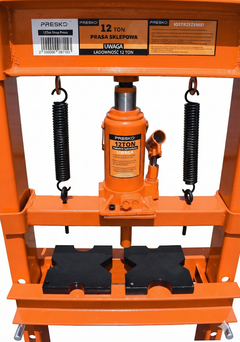 Prasa hydrauliczna warsztatowa 12 T ton + zestaw pryzm Oryginalna PRESKO
