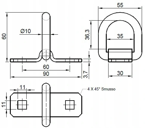UCHWYT MOCOWANIA ŁADUNKU PODŁOGOWY PASA PRZYCZEPKA
