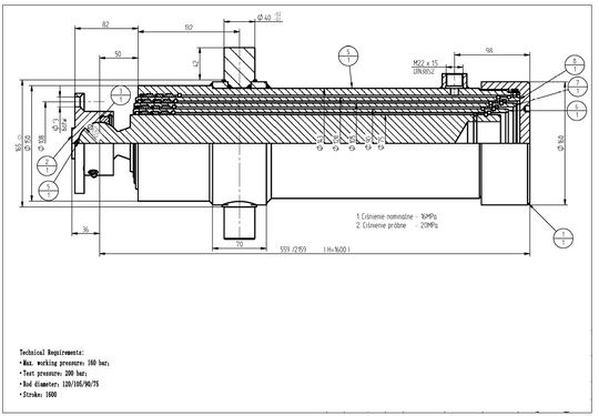 Unterflurzylinder fünfteilig PRESKO mit 1435 mm Verlängerung, 12 Tonnen Tragfähigkeit, verchromte Profile.