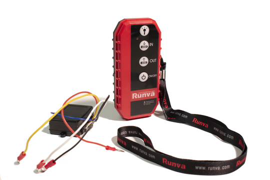 RUNVA universal wireless remote control for 12V and 24V winches, flashlight included 