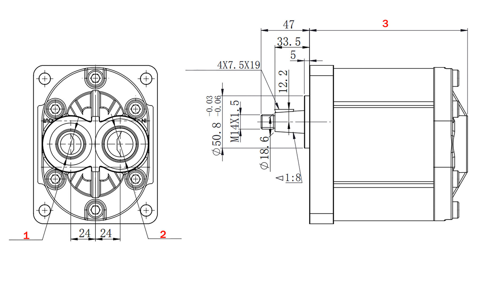 Pompa hydrauliczna zębata prawa Presko 10 cm3/obr. 15l Grupa 2