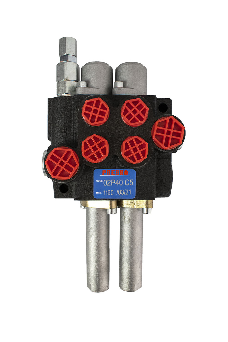 PRESKO Directional  Control Valve, 2-way, 40 l, with cable steering  2x2m  and solenoid valve  