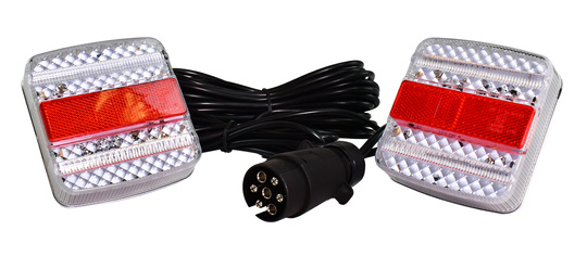 Zestaw lamp do przyczepki, LED, kierunkowskaz dynamiczny 12/24V