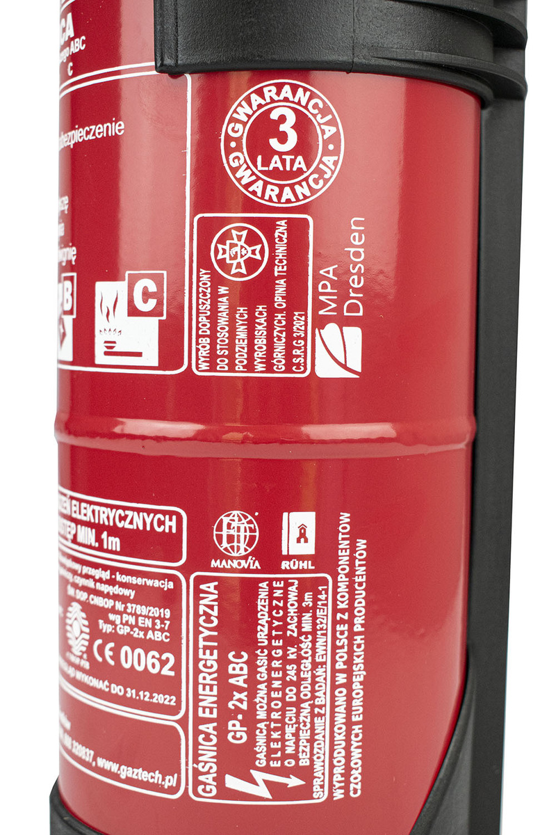 Gaśnica proszkowa 2 kg + uchwyt ADR PPOŻ