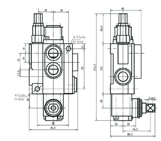 Hydraulic Directional Valve PRESKO 3-section 40l with one floating section- set with nipples