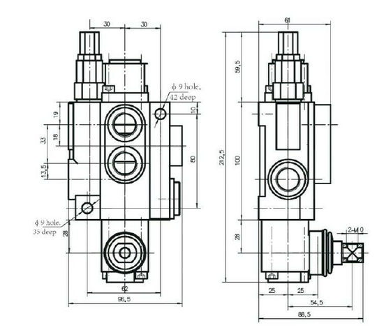 PRESKO Directional Control Valve 3-way 40 l with plunger section