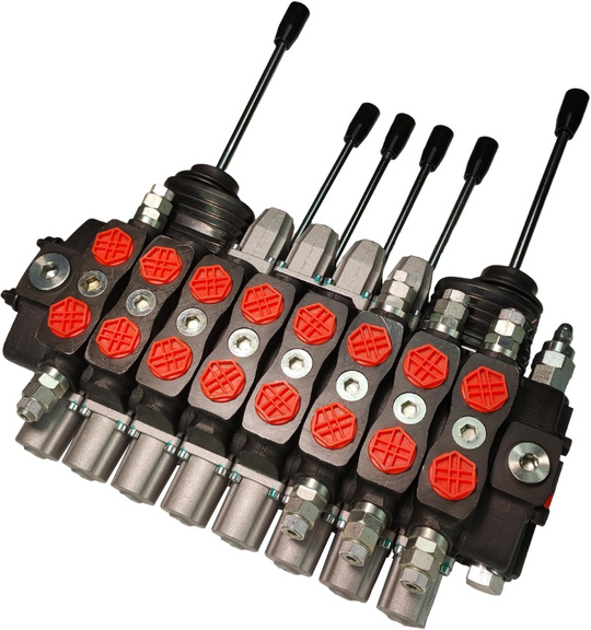 Rozdzielacz hydrauliczny 8-sekcyjny, 90l, 2 joysticki 4-pozycyjne
