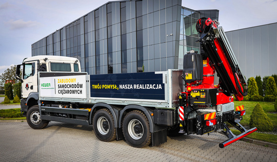 MAN TGS 26.440 6×4 with HDS crane FASSI F195A.1.23 and box body