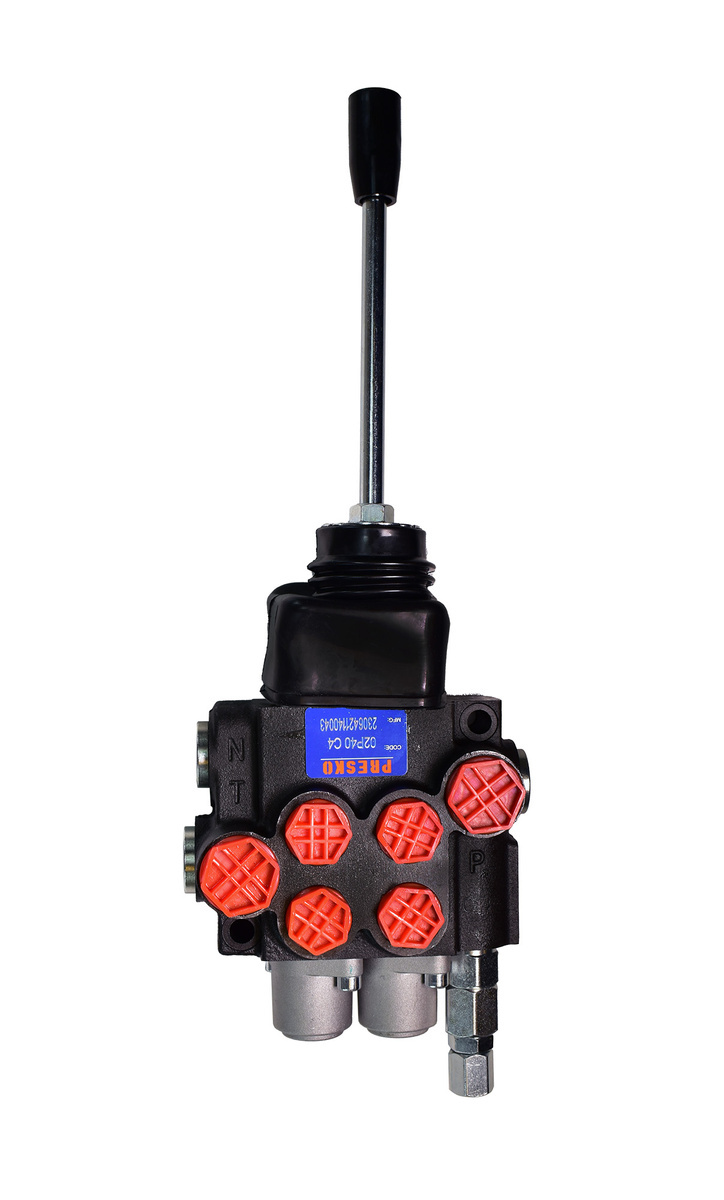 Hydraulik-steuerventil PRESKO 2-teilig 40l mit Joystick-Bedienung, inklusive Nippel