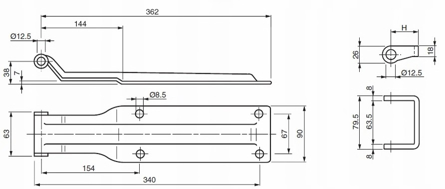 Galvanized hinge with pin