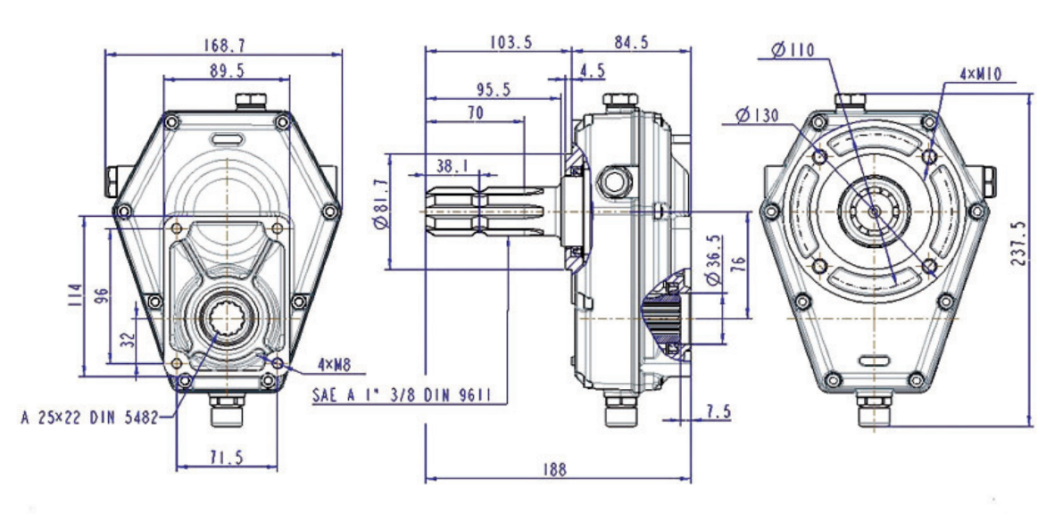 PRESKO gear pump with PTO multiplier - set  22 cm3 