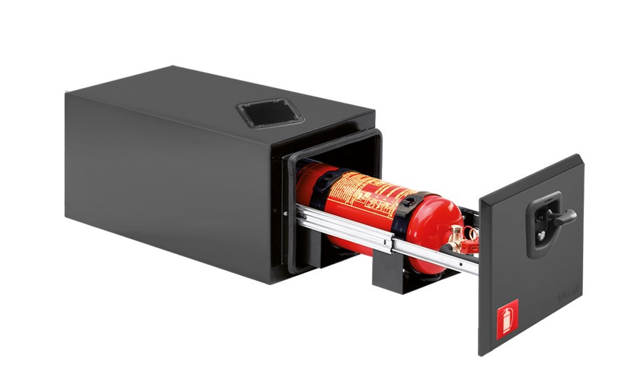 Feuerlöscherkästen von 4 - 12 kg, ausziehbar aus Stahl