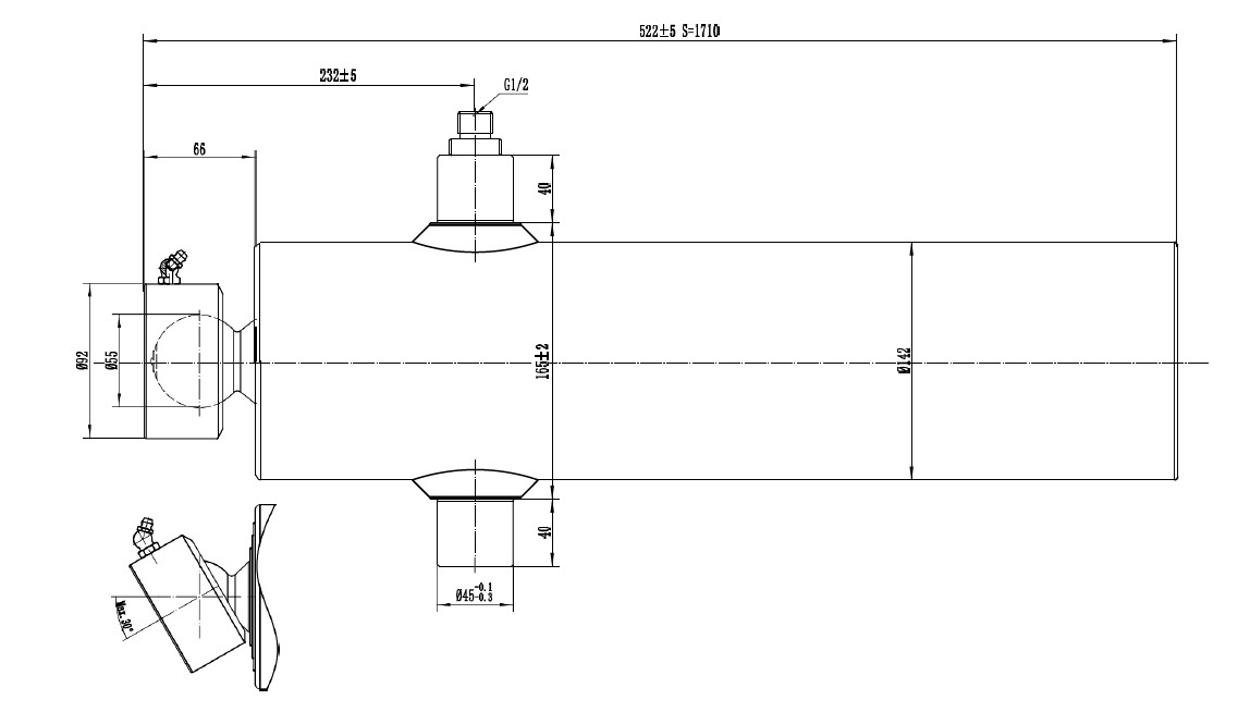 Siłownik podskrzyniowy PRESKO o wysuwie 1710mm, pięcioczłonowy, udźwig 12 ton, chromowane sekcje.